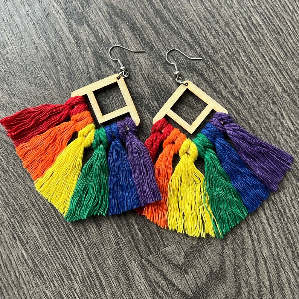 Rainbow Macrame Earrings 🌈